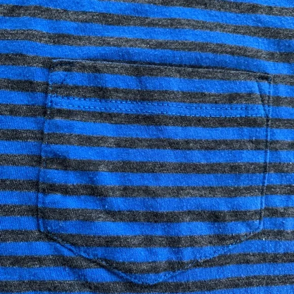 Charlotte Russe. Blue and Dark Gray Striped Top. Size Medium. - Picture 4 of 5